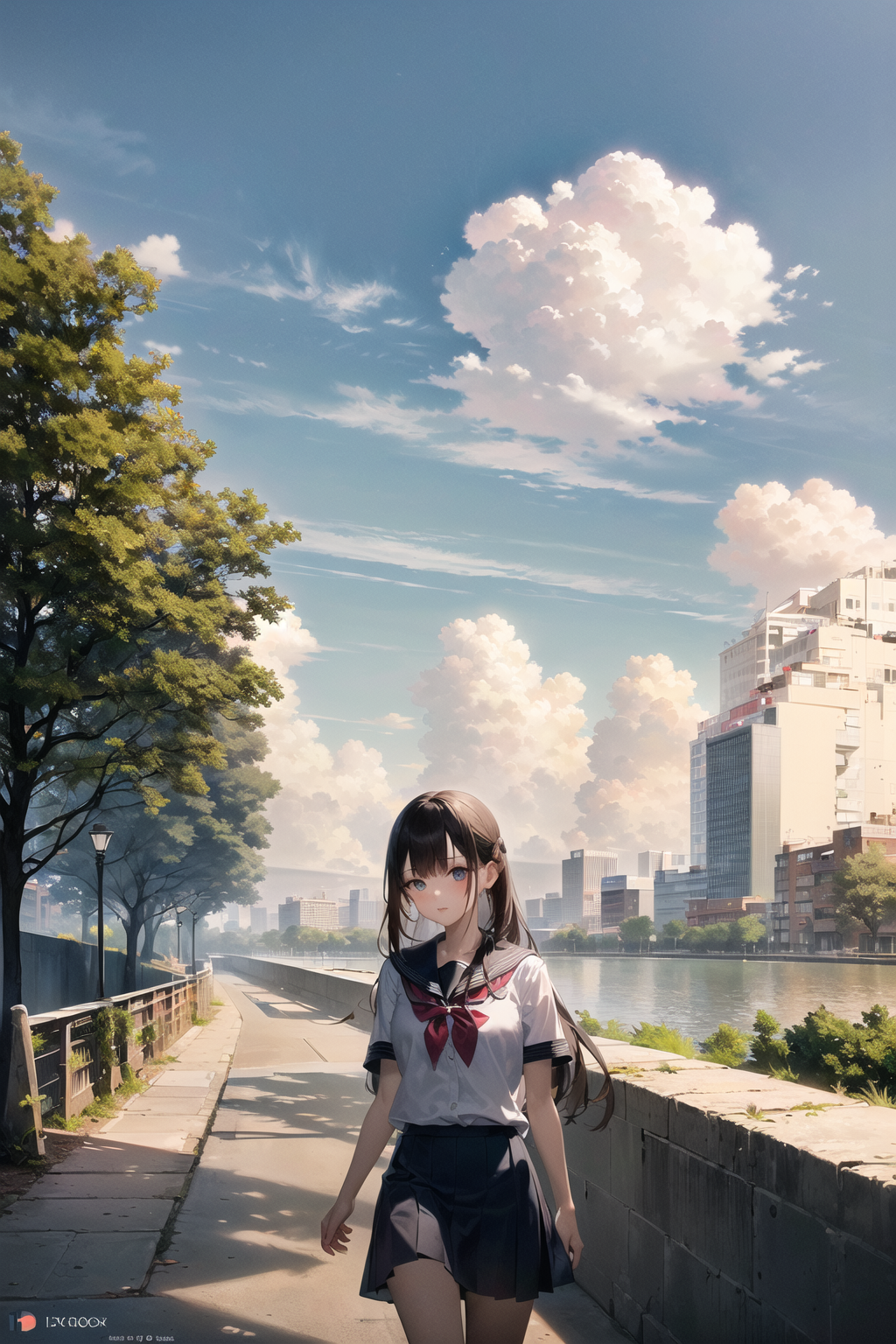 00384-1982374978-((masterpiece, best quality)), highres, extremely detailed, sky, cloud, skyscrapers, city, pavement, trees, ((1girl, aged down,.png