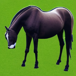 A realistic horse on a field with background removed, 8k.png