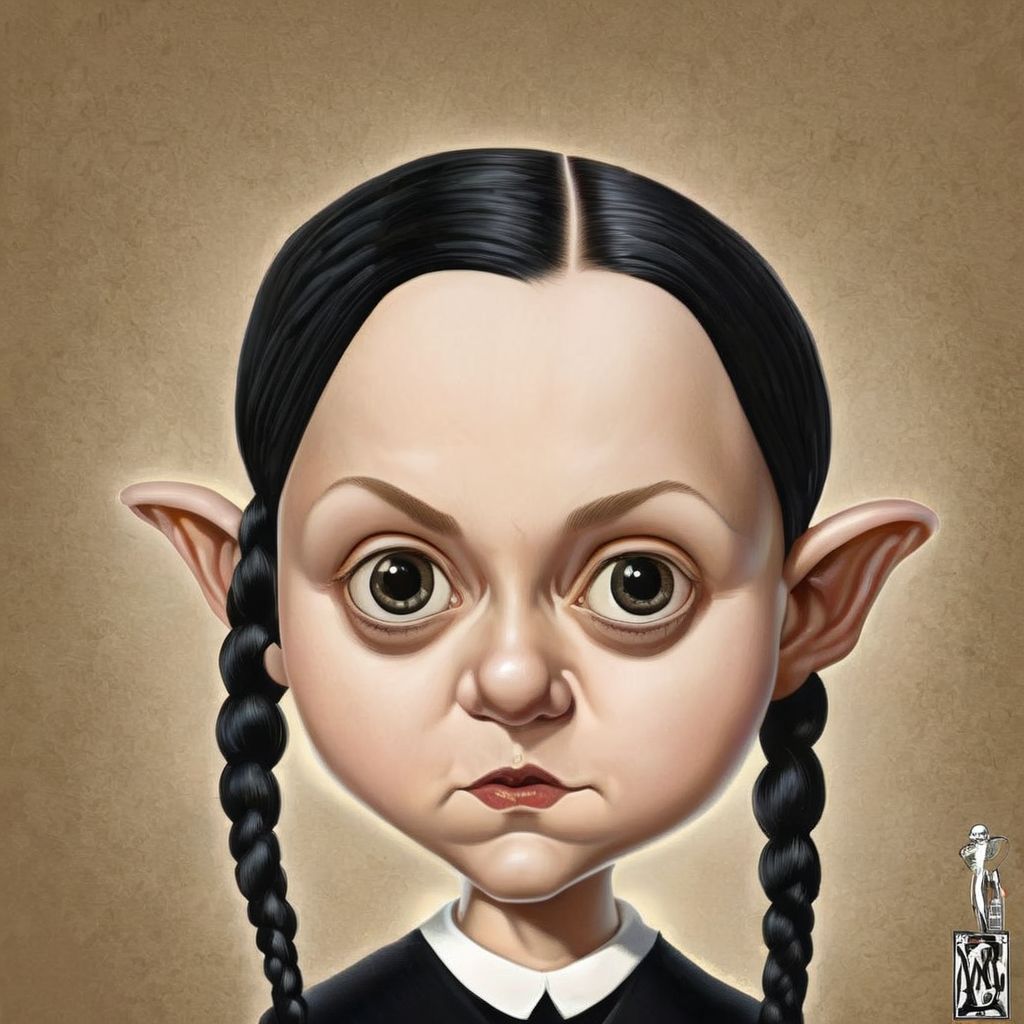 00063-20230905083327-7780-Wednesday Adams  Caricaturized , Very detailed, clean, high quality, sharp image, Naoto Hattori, Dave Dorman-before-highres-fix.jpg