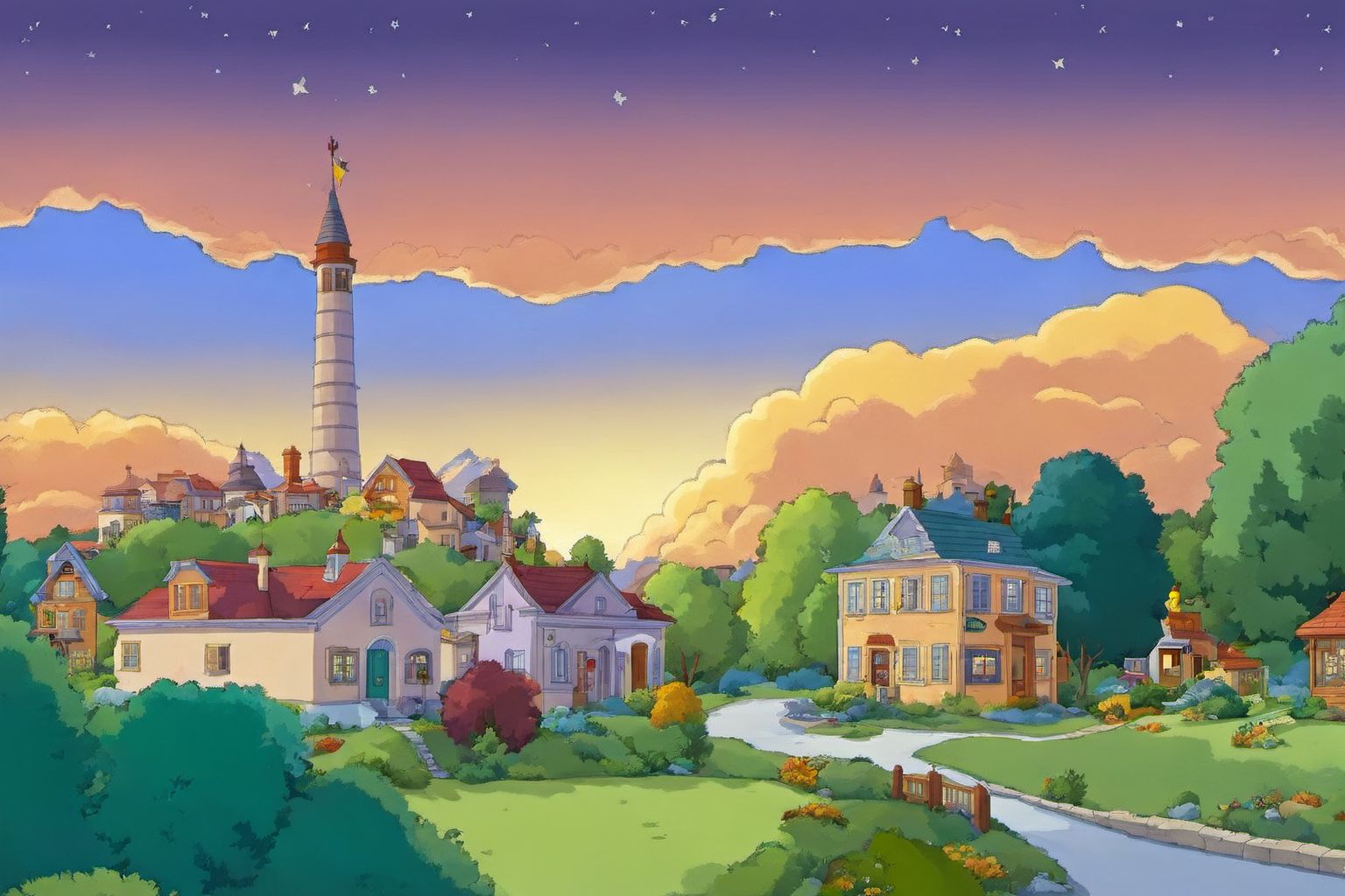 00116-20230820163003-558-The enchanted landscape of the town of Springfield, simpstyle _lora_SDXL-simpstyle-Lora_1_, Very detailed, clean, high quality,.jpg