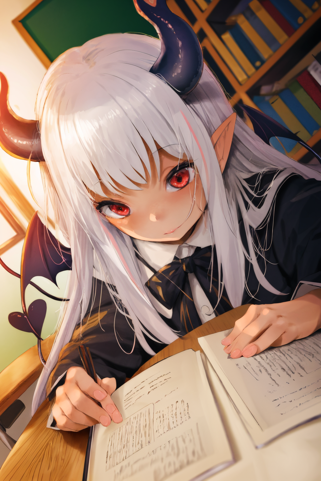 02476-398596016-1girl, by fumihiko, fumihiko, 1girl, demon tail, demon wings, horns, long hair, pointy ears, red eyes, tail, white hair, wings,.png