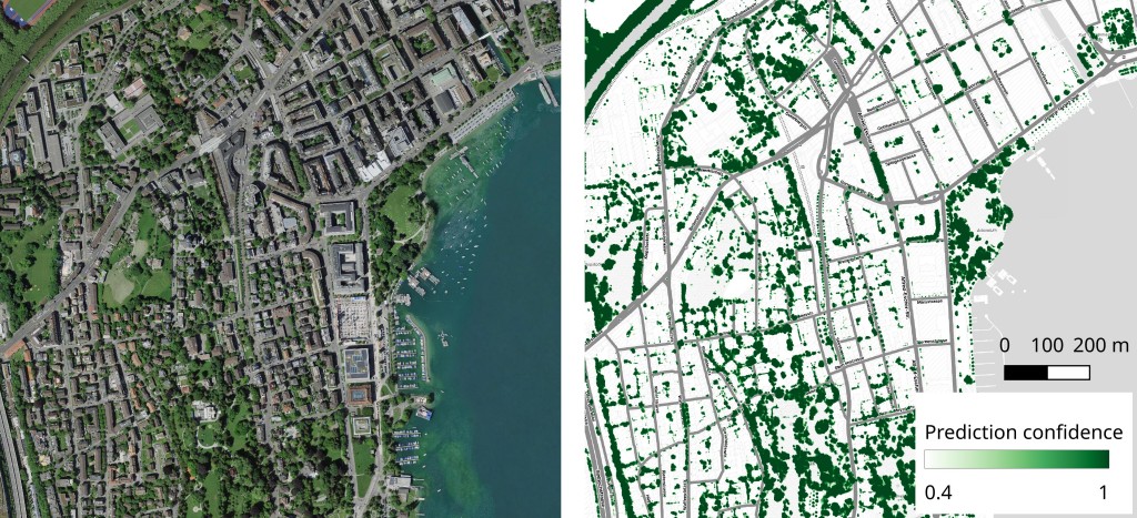 Prediction map over city of Zurich using a model trained on OAM-TCD